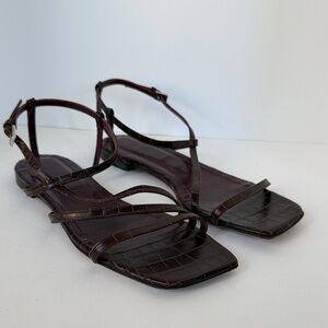 STAUD Dark Brown Strappy Sandals